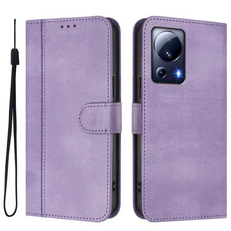 For Xiaomi 13 Lite 5G / Civi 2 Line Splicing Buckle Retro Leather Phone Case