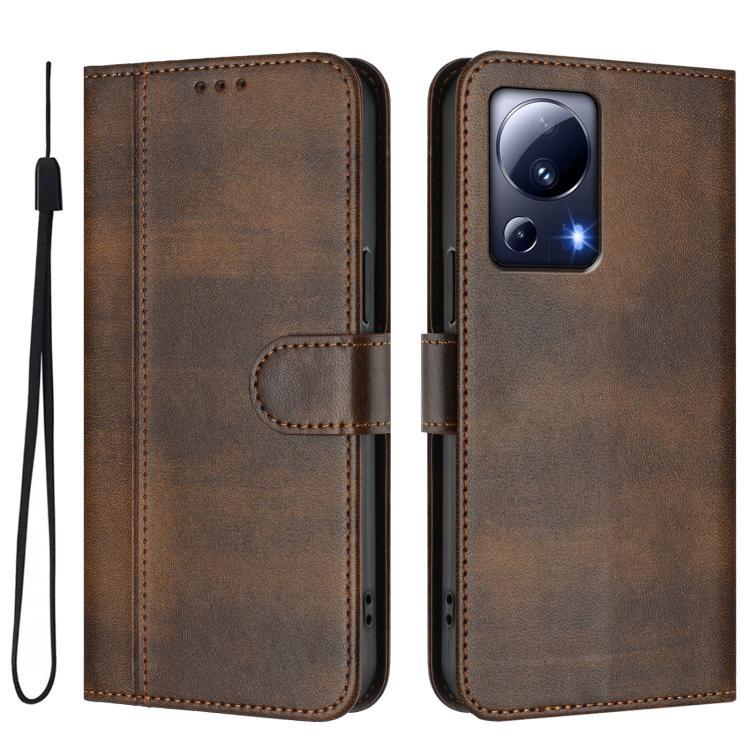 For Xiaomi 13 Lite 5G / Civi 2 Line Splicing Buckle Retro Leather Phone Case