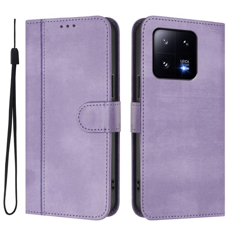 For Xiaomi 13 Pro 5G Line Splicing Buckle Retro Leather Phone Case