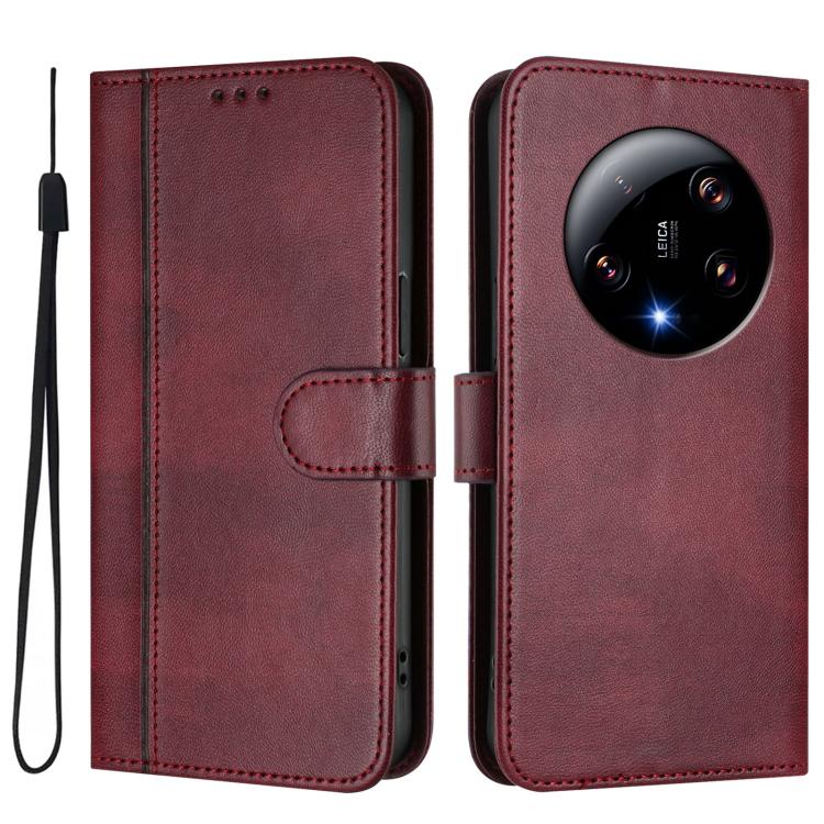 For Xiaomi 13 Ultra Line Splicing Buckle Retro Leather Phone Case