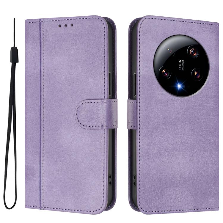 For Xiaomi 13 Ultra Line Splicing Buckle Retro Leather Phone Case