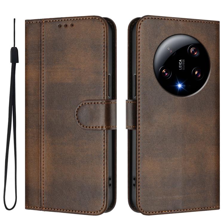 For Xiaomi 13 Ultra Line Splicing Buckle Retro Leather Phone Case