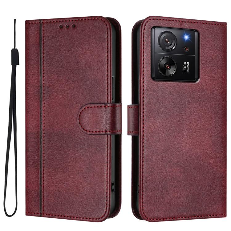 For Xiaomi 13T Pro 5G / 13T 5G Line Splicing Buckle Retro Leather Phone Case