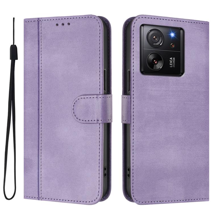 For Xiaomi 13T Pro 5G / 13T 5G Line Splicing Buckle Retro Leather Phone Case