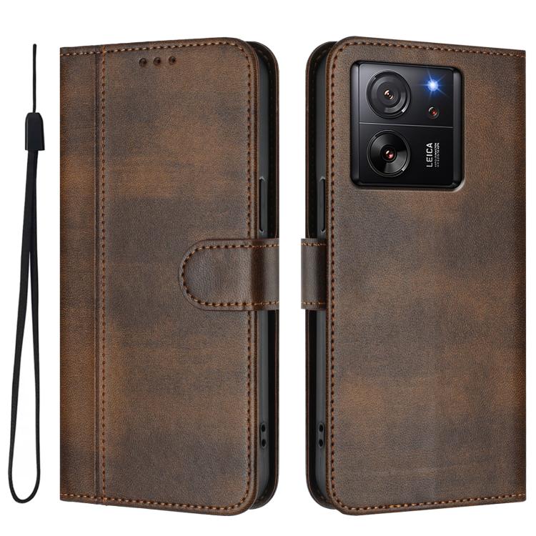 For Xiaomi 13T Pro 5G / 13T 5G Line Splicing Buckle Retro Leather Phone Case
