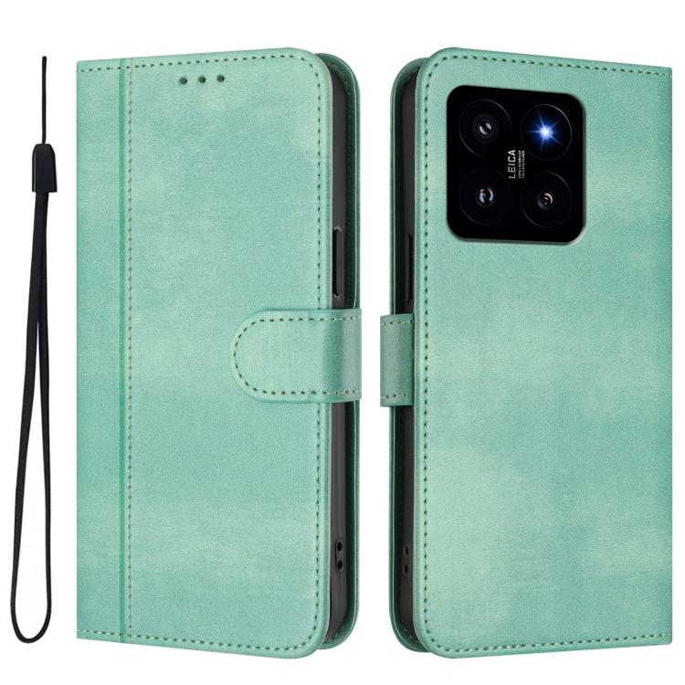 For Xiaomi 14 5G Line Splicing Buckle Retro Leather Phone Case