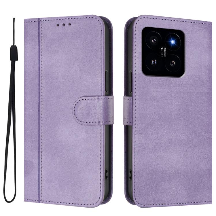 For Xiaomi 14 5G Line Splicing Buckle Retro Leather Phone Case