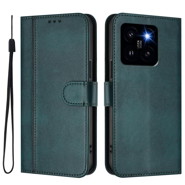 For Xiaomi 14 Pro 5G Line Splicing Buckle Retro Leather Phone Case