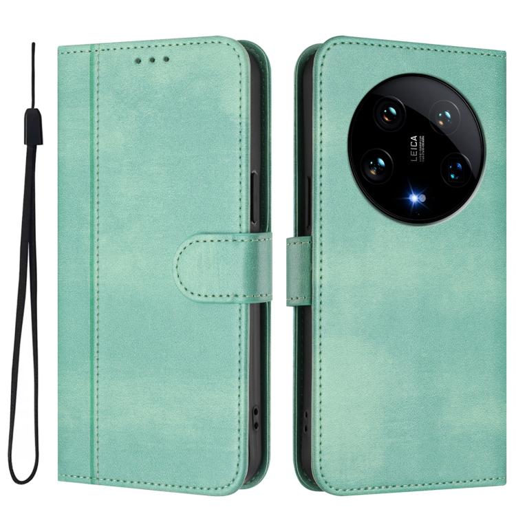 For Xiaomi 14 Ultra 5G Line Splicing Buckle Retro Leather Phone Case