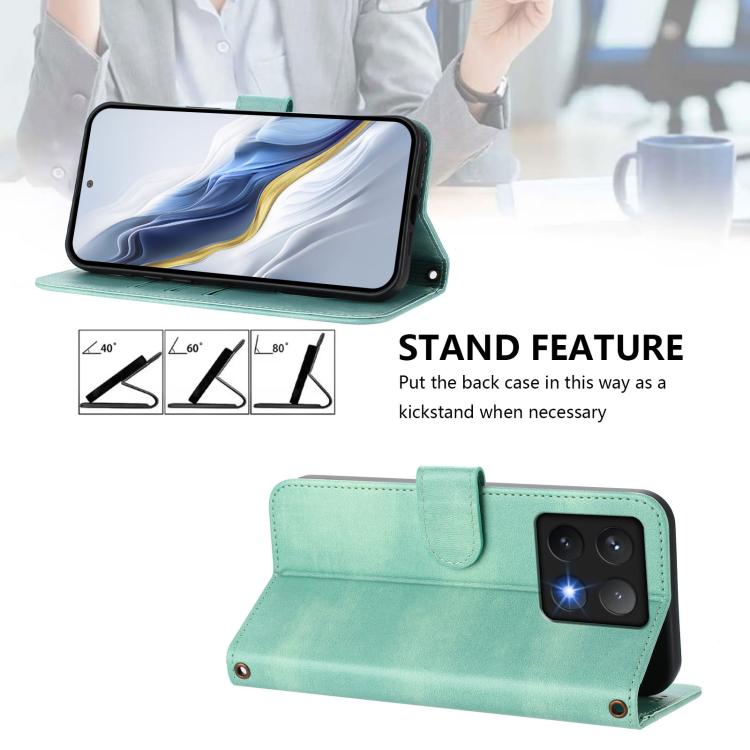 For Xiaomi 14T 5G Line Splicing Buckle Retro Leather Phone Case