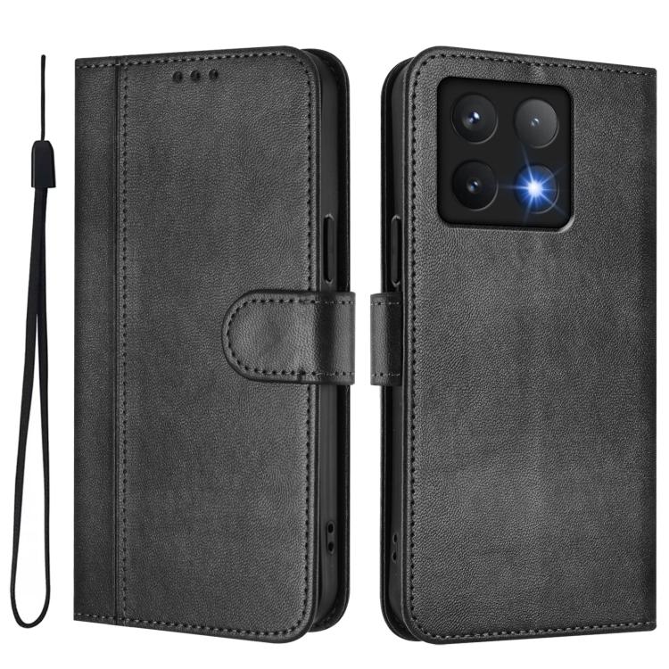 For Xiaomi 14T 5G Line Splicing Buckle Retro Leather Phone Case
