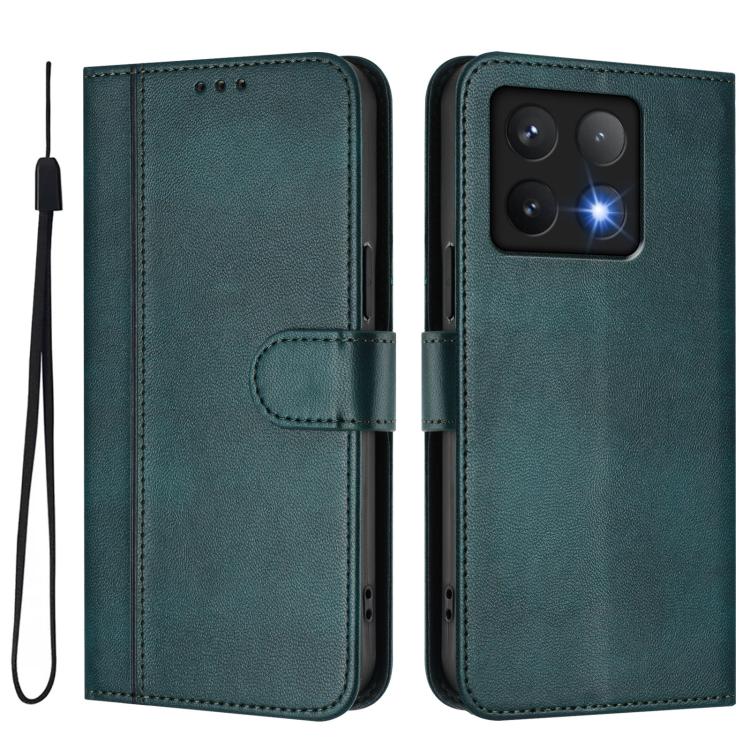 For Xiaomi 14T 5G Line Splicing Buckle Retro Leather Phone Case
