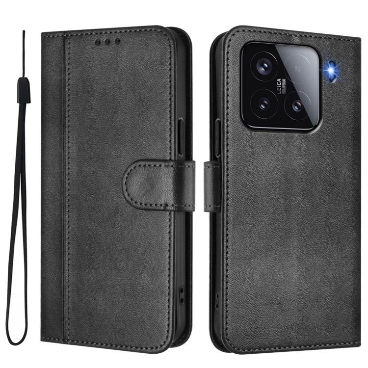 For Xiaomi 15 Line Splicing Buckle Retro Leather Phone Case