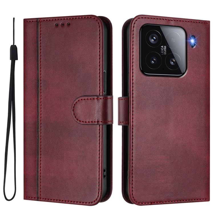 For Xiaomi 15 Line Splicing Buckle Retro Leather Phone Case