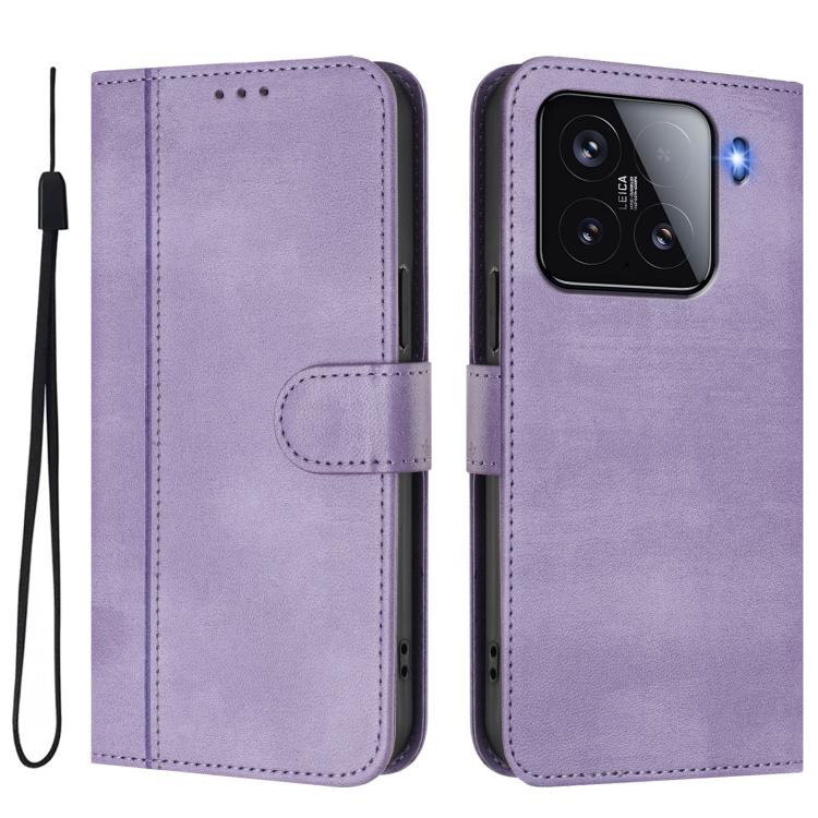 For Xiaomi 15 Line Splicing Buckle Retro Leather Phone Case