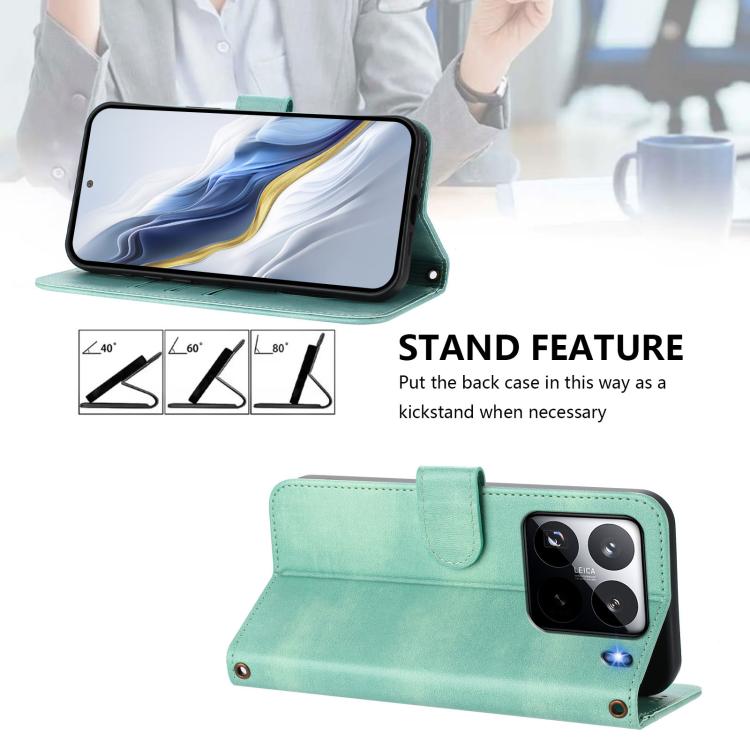 For Xiaomi 15 Pro Line Splicing Buckle Retro Leather Phone Case