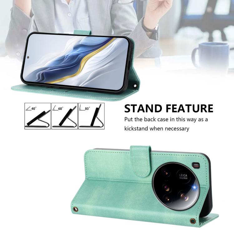 For Xiaomi 15 Ultra Line Splicing Buckle Retro Leather Phone Case