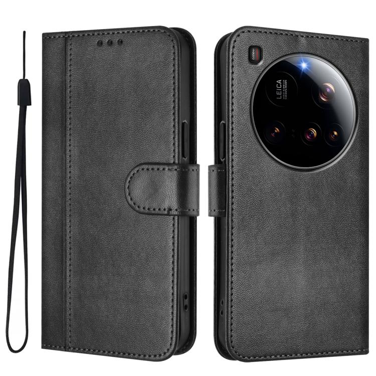 For Xiaomi 15 Ultra Line Splicing Buckle Retro Leather Phone Case