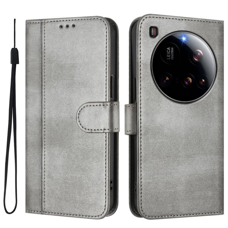 For Xiaomi 15 Ultra Line Splicing Buckle Retro Leather Phone Case