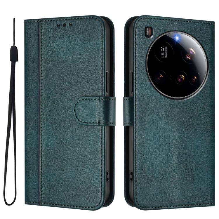 For Xiaomi 15 Ultra Line Splicing Buckle Retro Leather Phone Case