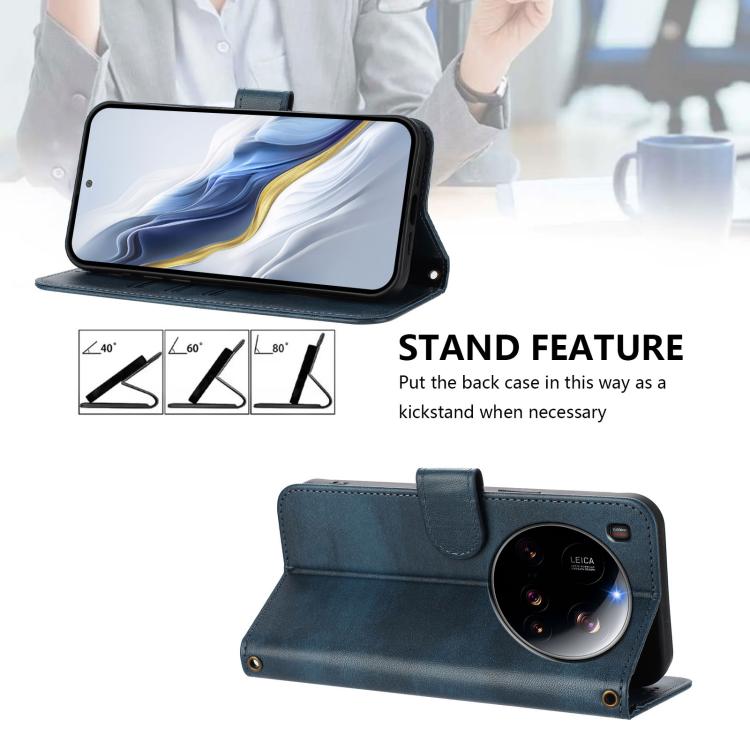 For Xiaomi 15 Ultra Line Splicing Buckle Retro Leather Phone Case