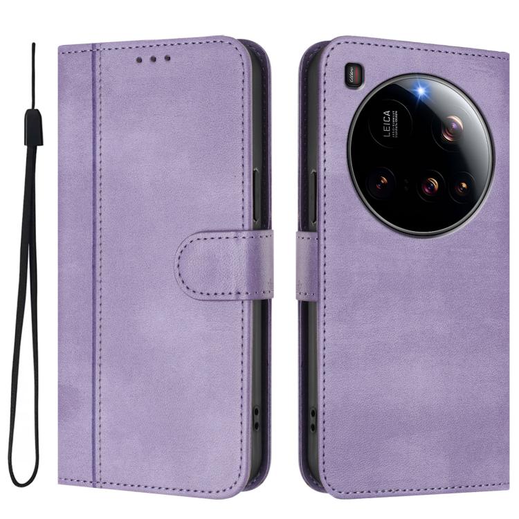For Xiaomi 15 Ultra Line Splicing Buckle Retro Leather Phone Case