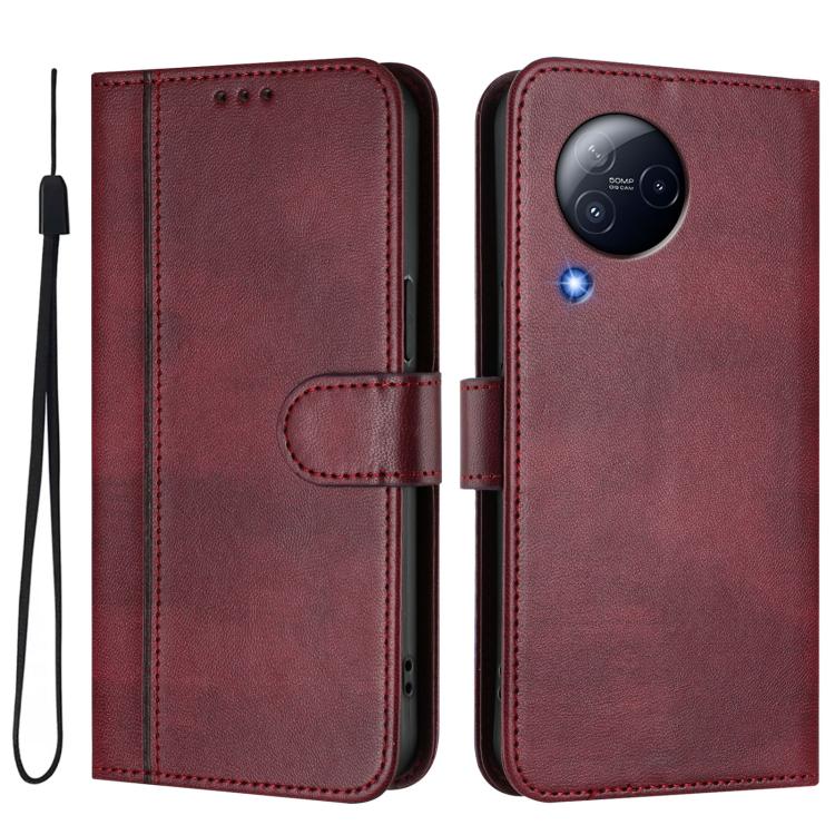 For Xiaomi Civi 3 5G Line Splicing Buckle Retro Leather Phone Case