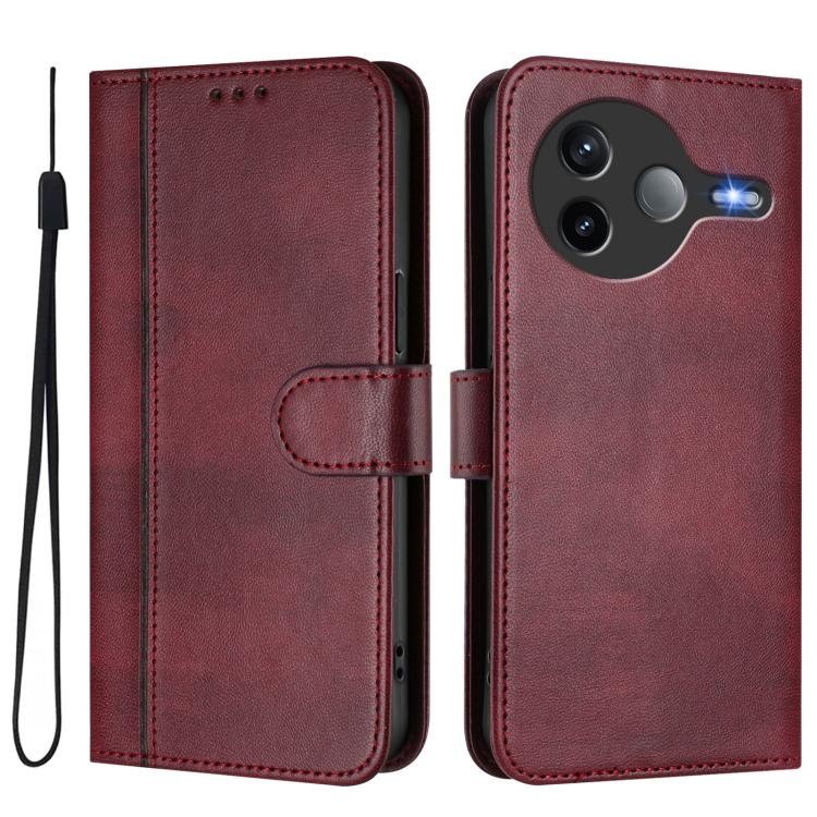 For Xiaomi Poco F7 Pro 5G / Redmi K80 Line Splicing Buckle Retro Leather Phone Case