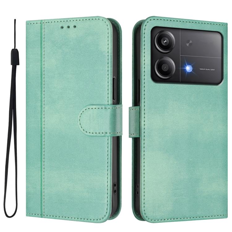 For Xiaomi Poco X6 Neo 5G Line Splicing Buckle Retro Leather Phone Case
