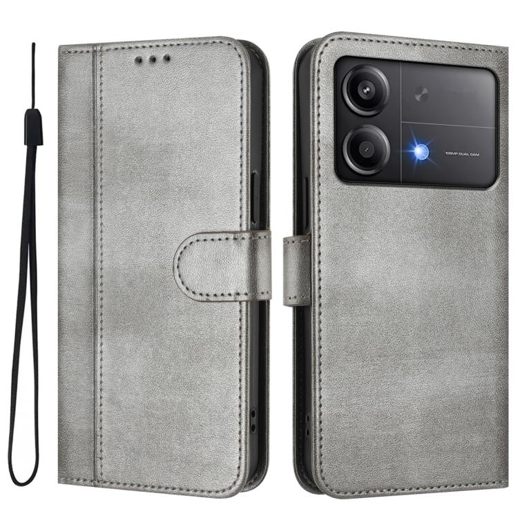 For Xiaomi Poco X6 Neo 5G Line Splicing Buckle Retro Leather Phone Case
