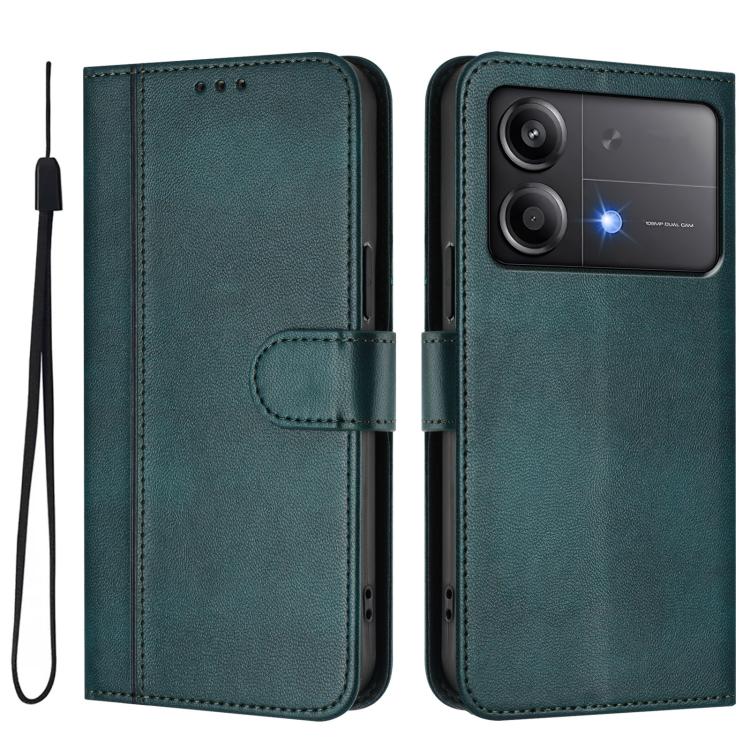 For Xiaomi Poco X6 Neo 5G Line Splicing Buckle Retro Leather Phone Case