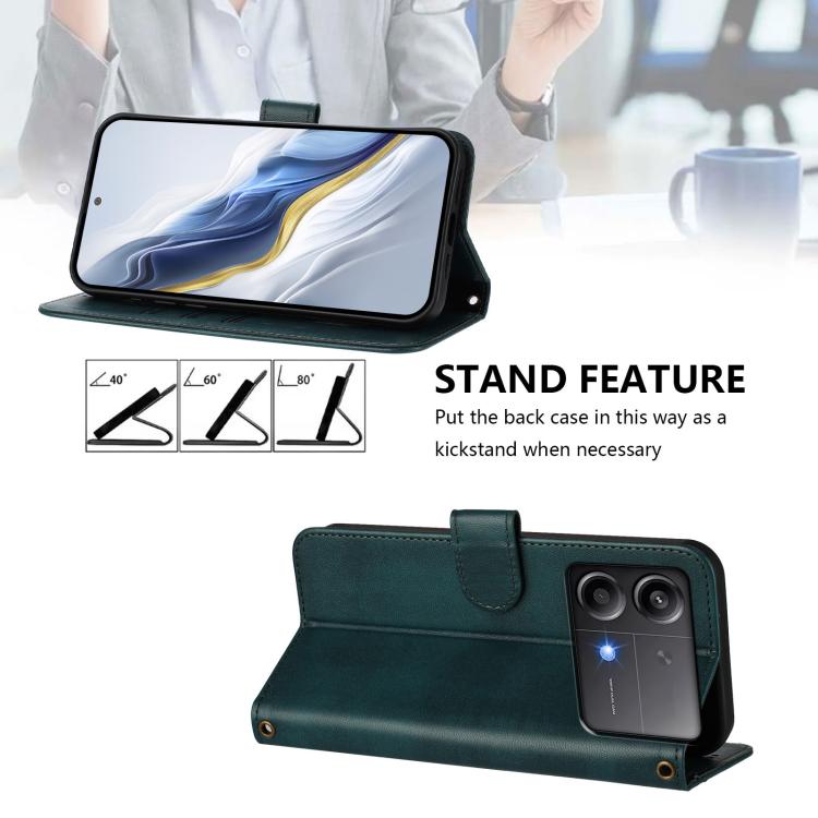 For Xiaomi Poco X6 Neo 5G Line Splicing Buckle Retro Leather Phone Case