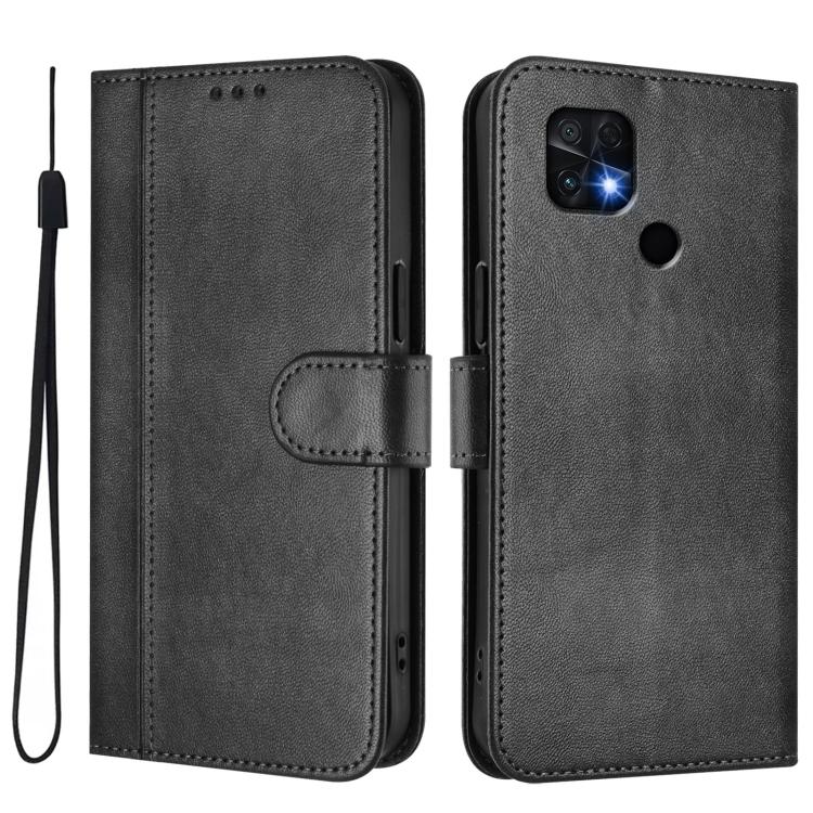 For Xiaomi Poco C40 / Redmi 10C Line Splicing Buckle Retro Leather Phone Case
