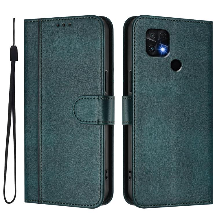For Xiaomi Poco C40 / Redmi 10C Line Splicing Buckle Retro Leather Phone Case