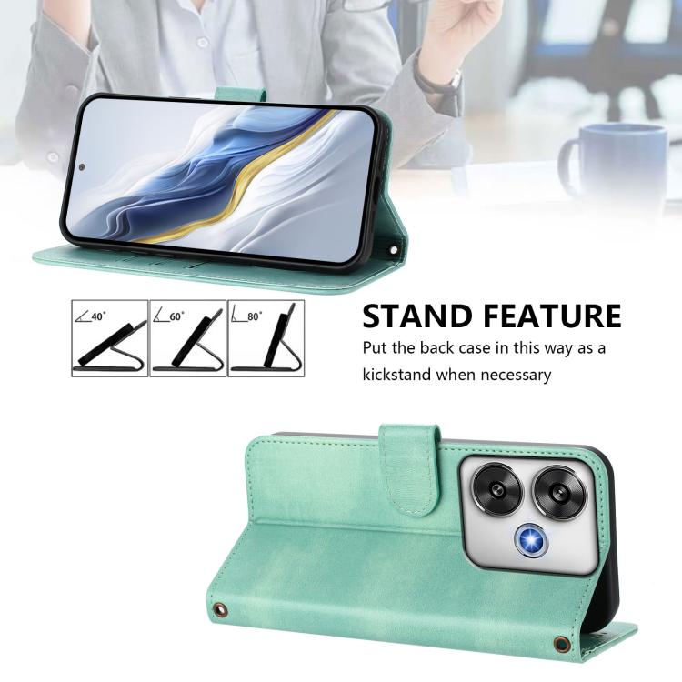 For Xiaomi Poco F6 5G Line Splicing Buckle Retro Leather Phone Case