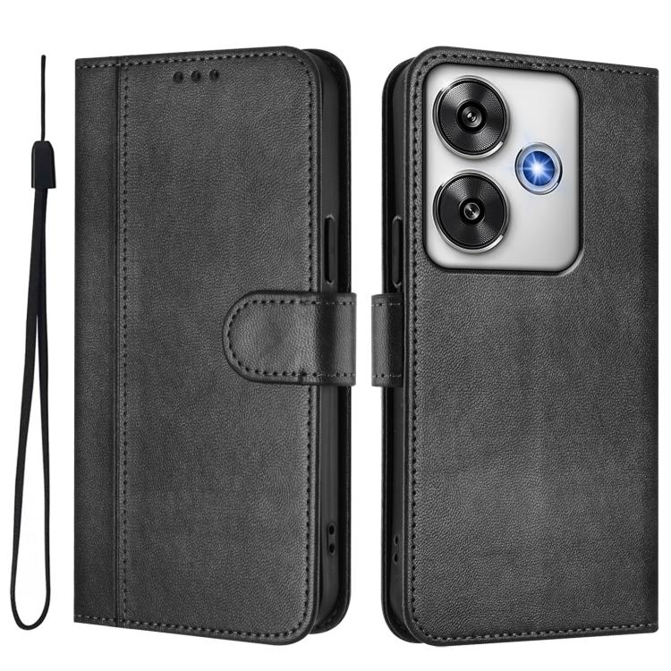 For Xiaomi Poco F6 5G Line Splicing Buckle Retro Leather Phone Case