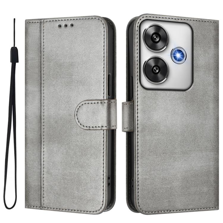 For Xiaomi Poco F6 5G Line Splicing Buckle Retro Leather Phone Case