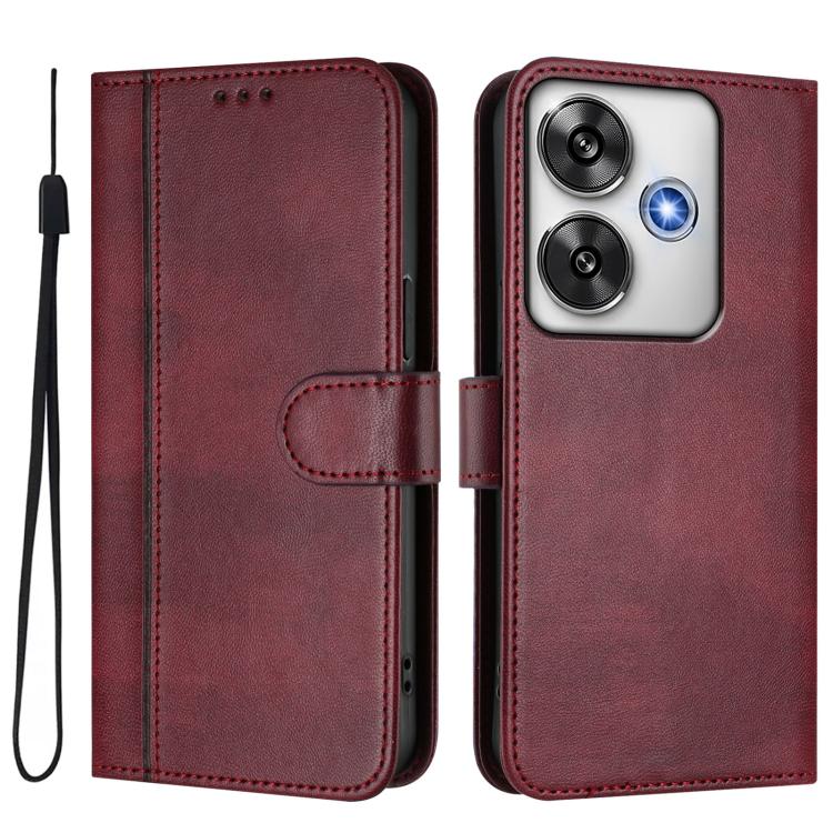 For Xiaomi Poco F6 5G Line Splicing Buckle Retro Leather Phone Case