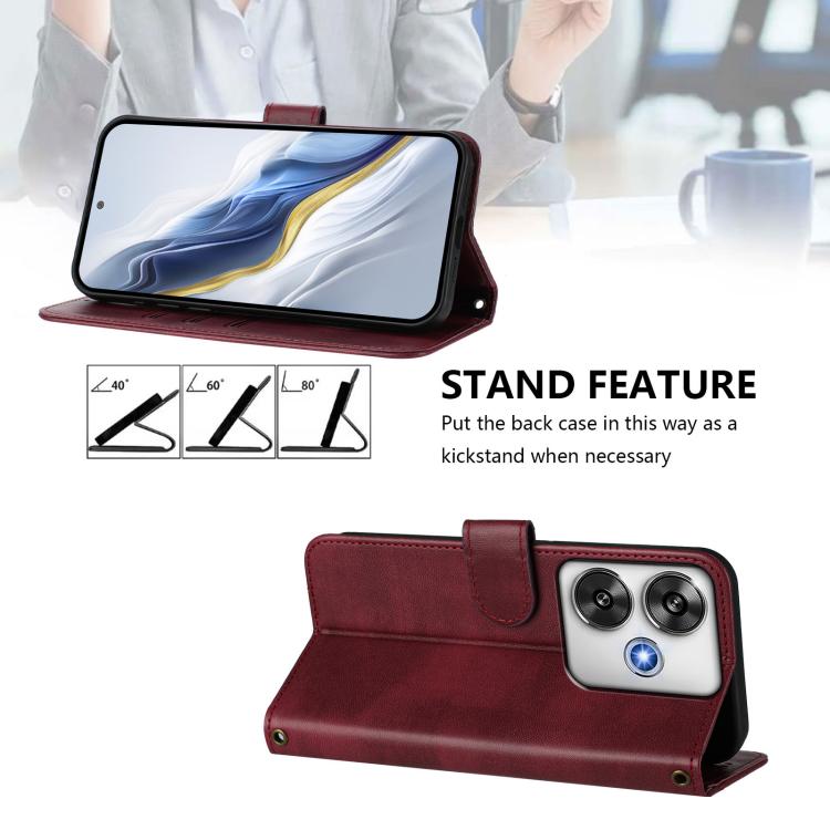 For Xiaomi Poco F6 5G Line Splicing Buckle Retro Leather Phone Case
