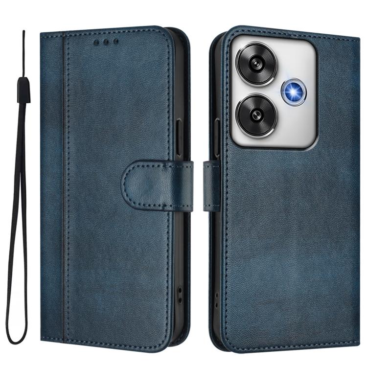 For Xiaomi Poco F6 5G Line Splicing Buckle Retro Leather Phone Case