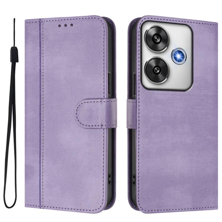 For Xiaomi Poco F6 5G Line Splicing Buckle Retro Leather Phone Case