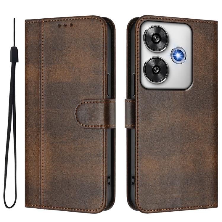 For Xiaomi Poco F6 5G Line Splicing Buckle Retro Leather Phone Case