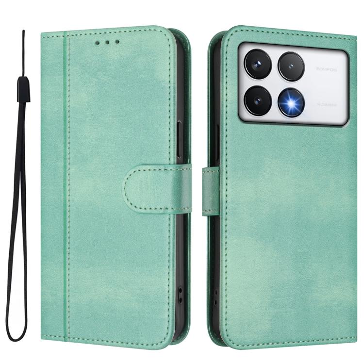 For Xiaomi Poco F6 Pro 5G Line Splicing Buckle Retro Leather Phone Case