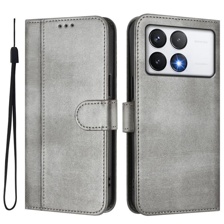 For Xiaomi Poco F6 Pro 5G Line Splicing Buckle Retro Leather Phone Case