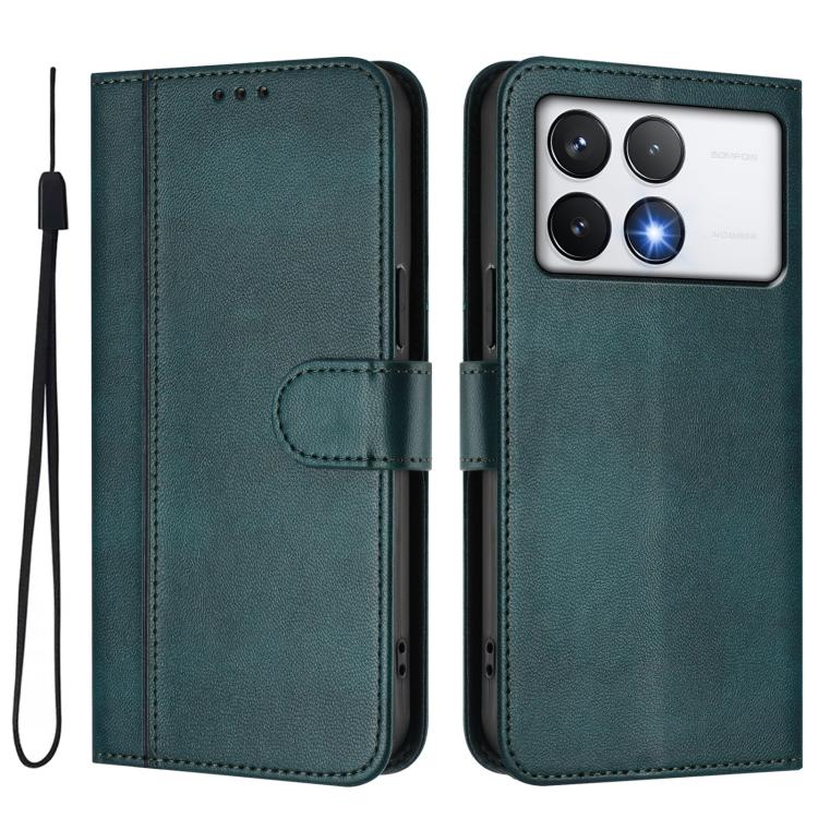 For Xiaomi Poco F6 Pro 5G Line Splicing Buckle Retro Leather Phone Case