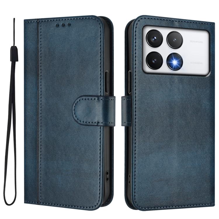 For Xiaomi Poco F6 Pro 5G Line Splicing Buckle Retro Leather Phone Case