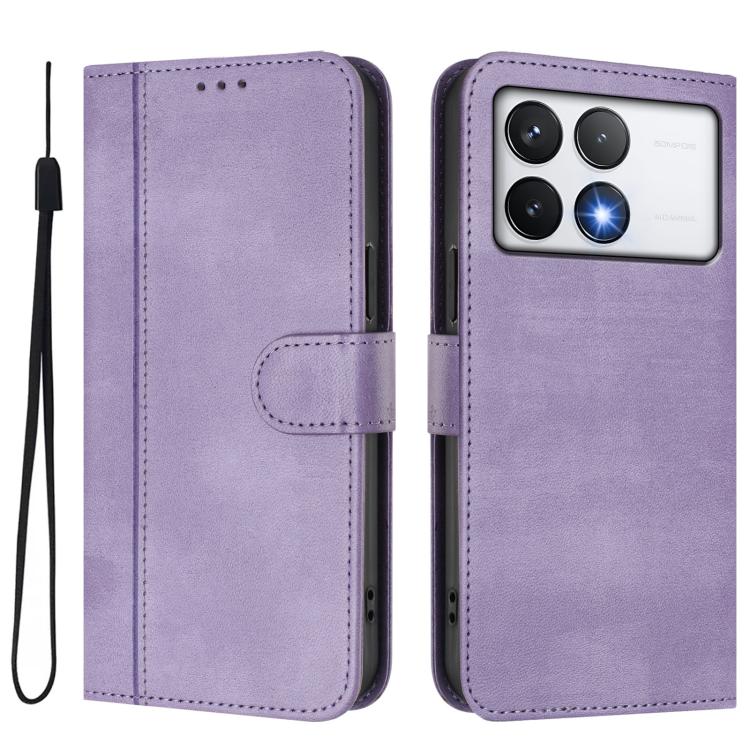 For Xiaomi Poco F6 Pro 5G Line Splicing Buckle Retro Leather Phone Case