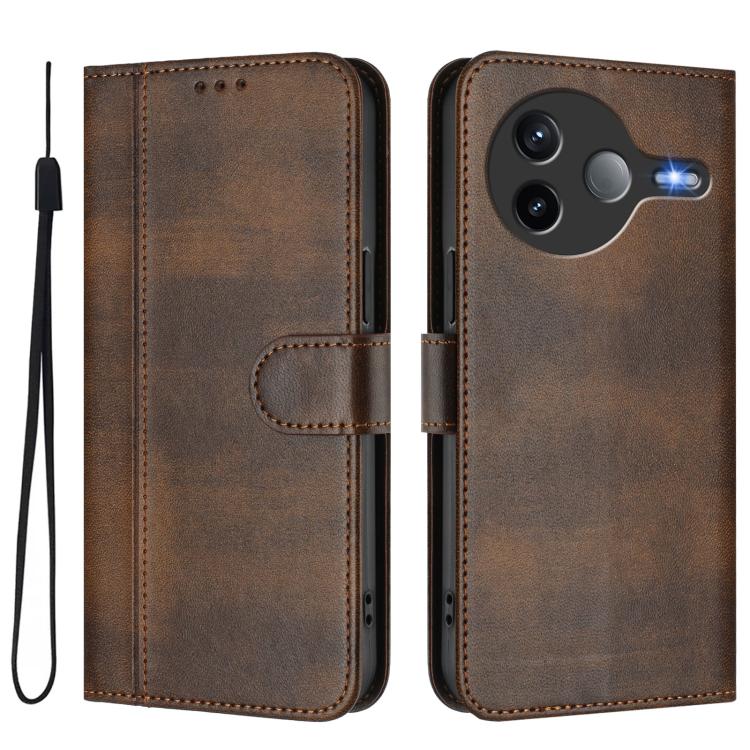 For Xiaomi Poco F7 Ultra 5G / Redmi K80 Pro Line Splicing Buckle Retro Leather Phone Case