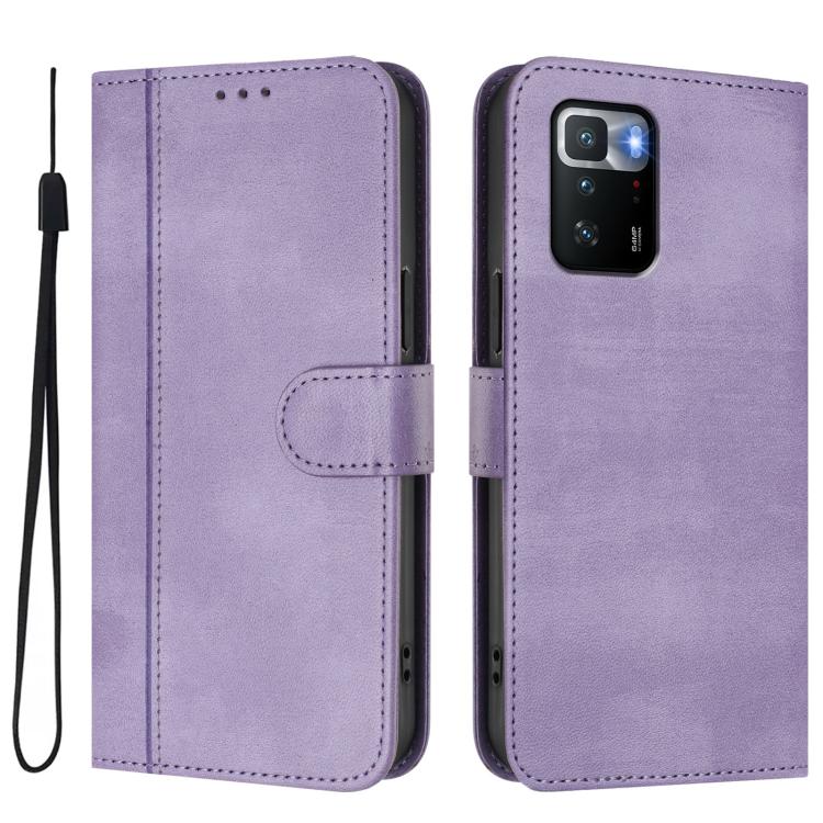 For Xiaomi Poco X3 GT Line Splicing Buckle Retro Leather Phone Case