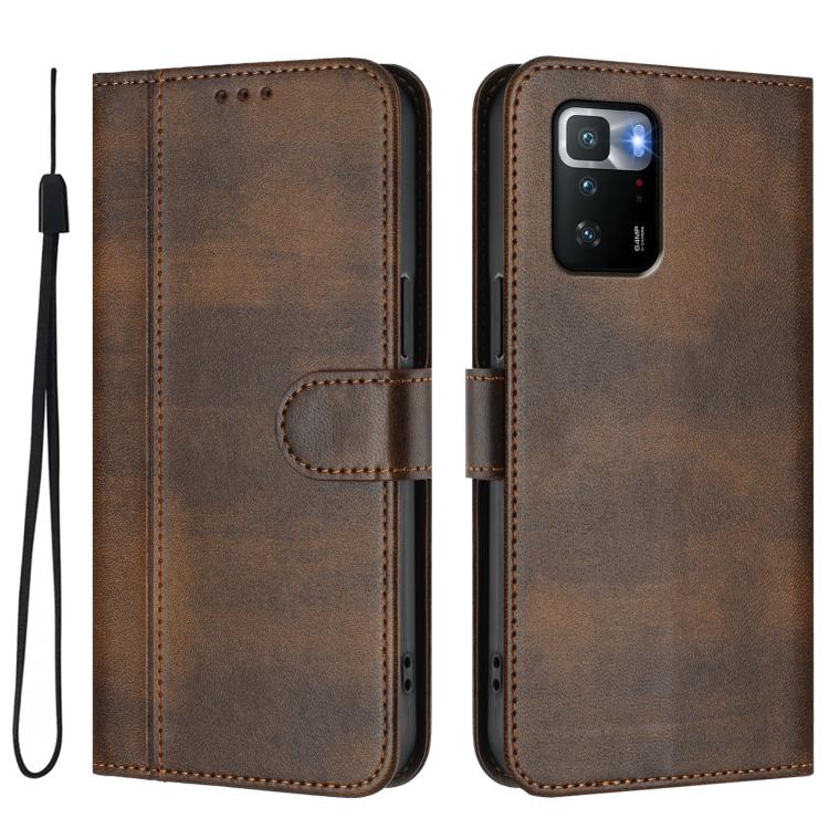 For Xiaomi Poco X3 GT Line Splicing Buckle Retro Leather Phone Case